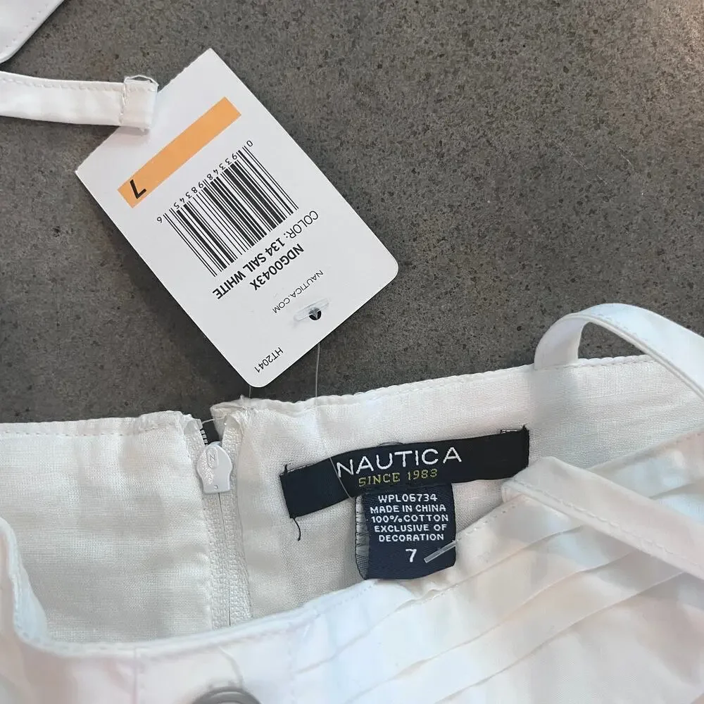 Nautica White 100 Cotton Summer Dress Girls size 7 NEW preppy summer